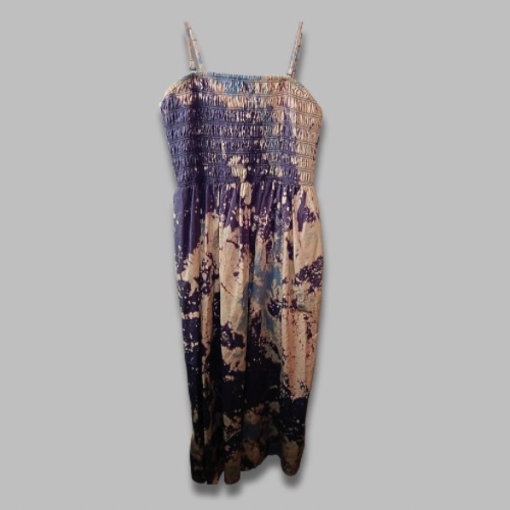 Old Navy Halter Dress Pleated Skirt Side Pockets Tie Dye Purple/Blue/Pink W XL